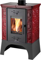 piec kominkowy Haas Sohn kaflowy Empoli  (8 wersji ) - Haas Sohn Empoli kafle bordowe, podstawa czarna